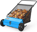Steel 26 Inch Push Lawn Sweeper with 7 Cu ft Hopper Bag | Walk Behind Heavy Duty Leaf Collector and Yard Sweeper, Adjustable Brush Height for Patio Driveway & Garden Grass