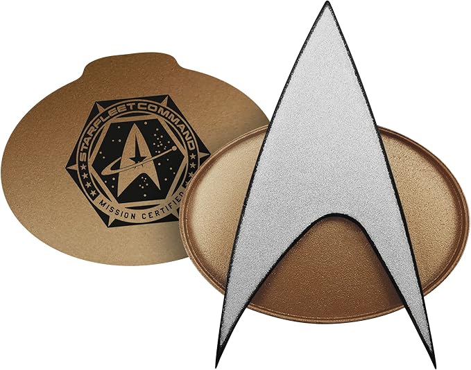 FAMETEK Star Trek Next Generation TNG Bluetooth ComBadge | Connect the TNG Communicator to your phone or PC for calls and texts, Cosplay with Chirping Sound Effect or Home Automation