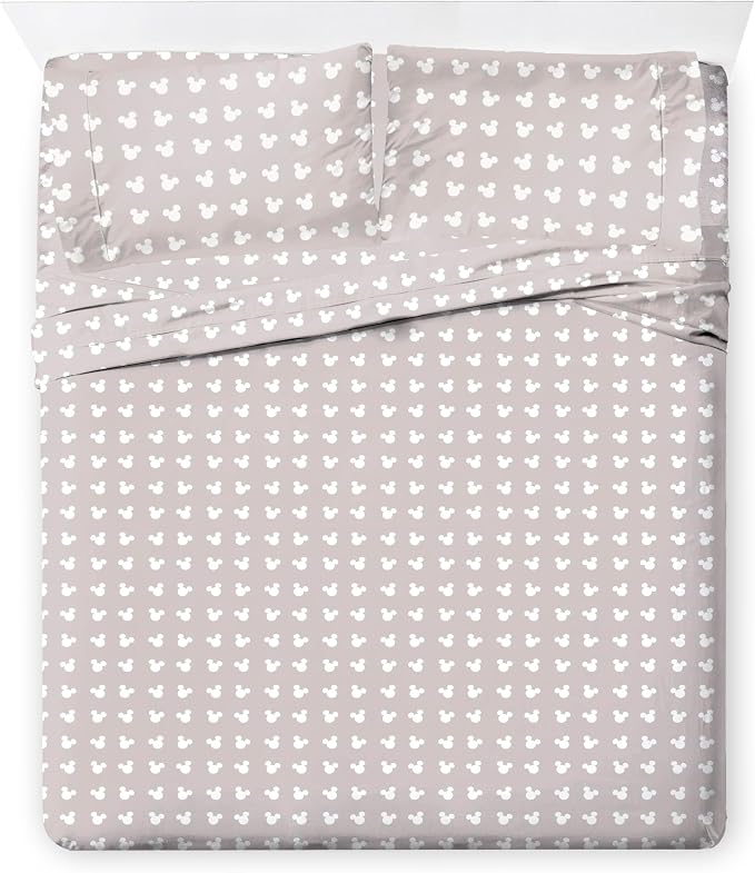 Disney Mickey Mouse Full Comforter Set 7 Piece Cartoon Bedding, Grey | Bed in a Bag, Comforter Sheets Shams Pillowcases, Official Product, Soft Microfiber, Machine Washable, Kids Gift