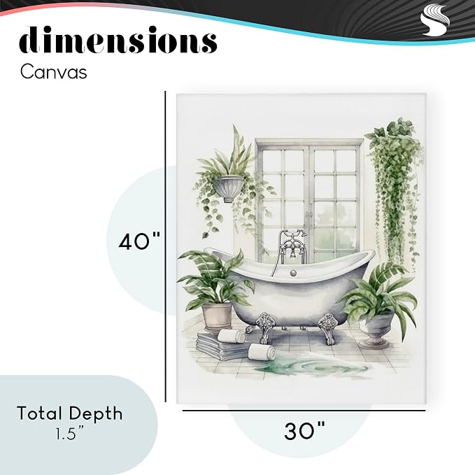 Lush Greenery Bathtub Window, 30 x 40 Inch Canvas Wall Art | Stupell Industries · By Lettered and Lined · Ready to hang · Serene bathroom accent · Made in USA