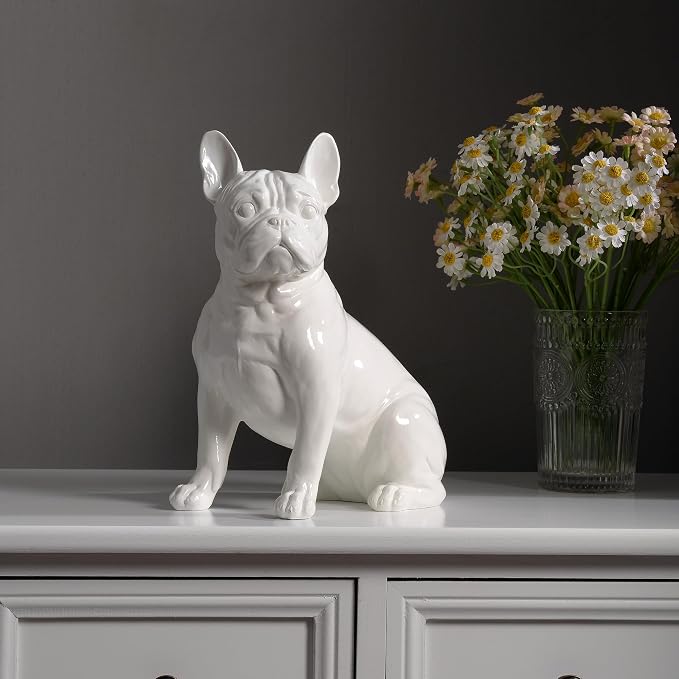 Hi-Line Gift Ltd. 10" H French Bulldog Statue in White Home Decor Indoor Use Only