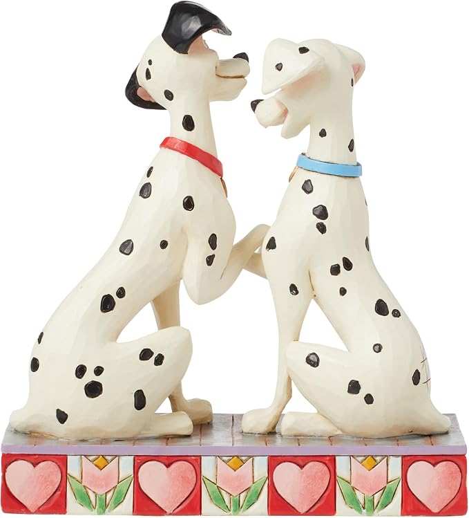 Enesco Disney Traditions Collection by Jim Shore 101 Dalmatians Pongo and Perdita Holding Paws Figurine- Stone Resin Hand Painted Collectible Disney Dog Figurines Home Decor Statue, 6 Inch