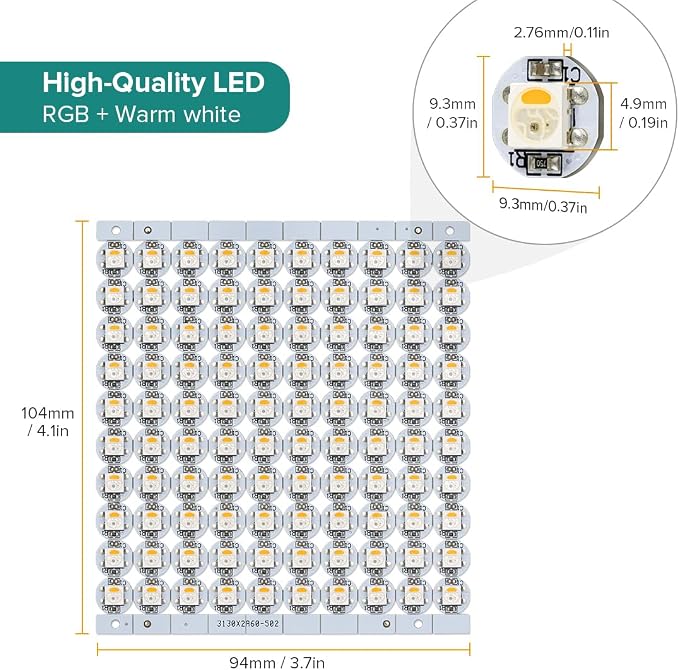 BTF-LIGHTING SK6812(WS2812B) RGBW LED Chips 200PCS RGB+Warm White Individually Addressable 5050SMD Module Pixels Light DC5V White PCB Chasing Dream Color for Christmas(No Adapter or Controller)