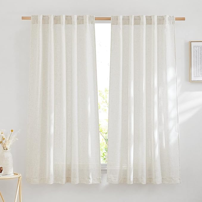NICETOWN Bedroom Curtains Natural Linen Burlap, Rustic Rod Pocket & Back Tab by NICETOWN