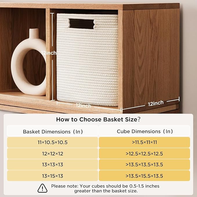 UBBCARE Set of 4 Cotton Rope Basket 12 X 12 X 12 Inches, Woven Storage Baskets for Shelves, Organizing with Handles, Cube Storage Bins for Storage Books, Magazines, Navy Blue