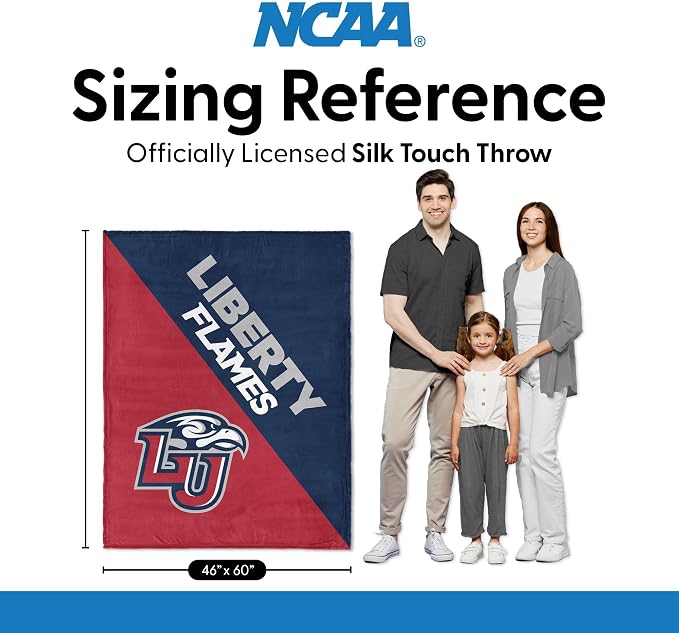 Northwest NCAA Silk Touch Throw Blanket, Ultra Soft Plush Polyester, Lightweight Warm Decorative Fan Gift, 46 x 60 in