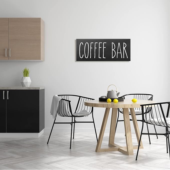 Coffee Bar Casual Typography Sign, 13 x 30 Inch Canvas Wall Art | Stupell Industries · By Lettered and Lined · Ready to hang · Casual kitchen decor · Made in USA