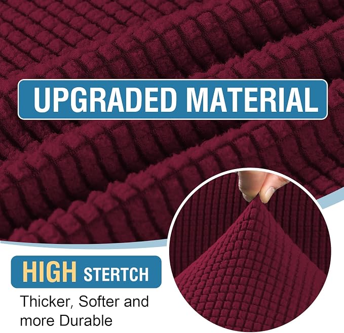H.VERSAILTEX Sectional Couch Covers 6 Pieces Stretch Sofa Covers for Sectional Sofa Set Separate L Shaped Couch Cover for Both Left/Right Couch (Seat and Back: 1 Chaise + 2 Sofa, Burgundy)