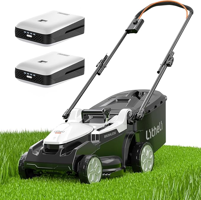 Litheli 40V (2 x 20V) 16" Electric Lawn Mower Cordless, Brushless Lawnmower with 6-Height Adjust, Portable & Lightweight Push Battery Powered Lawn Mower (2 * 4.0AH Batteries Included)