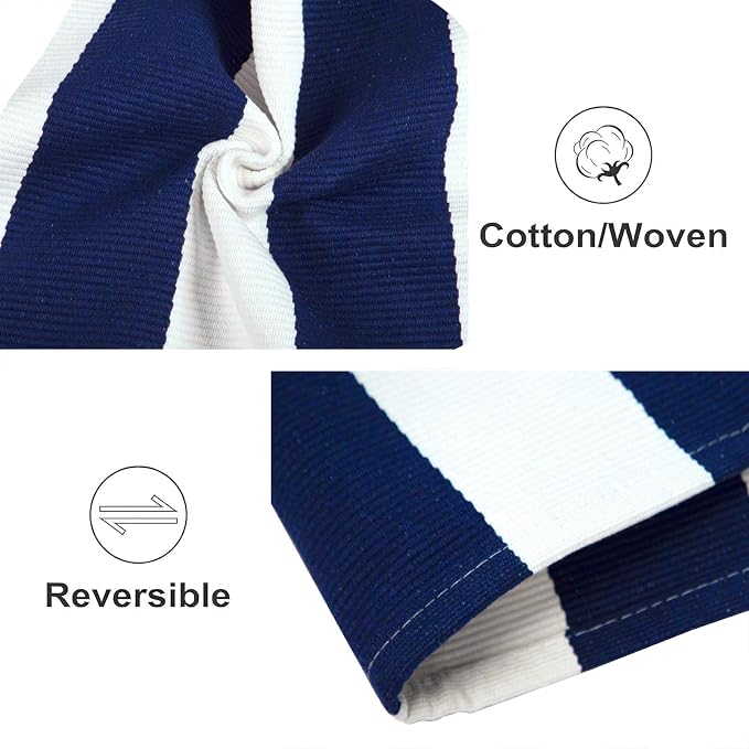 3'x5'Outdoor Rug,Striped Cotton Woven Washable Front Porch Rug Blue and White Farmhouse Entry Rug Indoor Outdoor Area Rug for Porch/Home Entrace Decor/Bedroom/Layered Door Mats