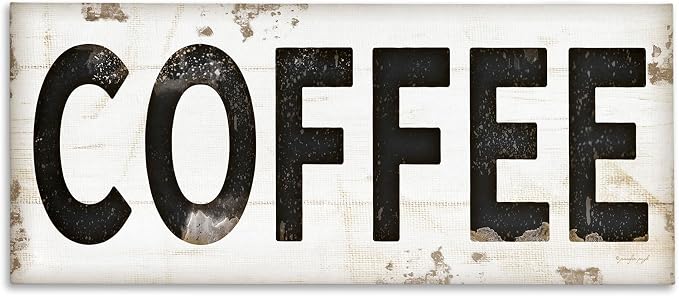 Stupell Industries COFFEE Typography Vintage Sign Canvas Wall Art, Multi-Color | Stupell Industries | 30 x 13 Inches, Easy to Hang and Sturdy, Made in USA, by Jennifer Pugh