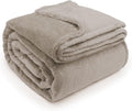 DEZ FURNISHINGS Ultra Soft Plush Fleece Throw Blanket, Double Sided Cozy Thick Warm Blanket for Sofa & Bed, Queen (90" x 92"), Taupe