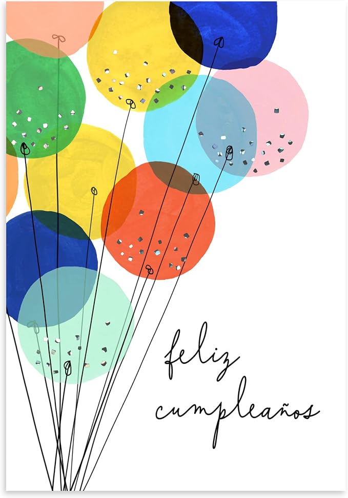 Hallmark Business Bulk 25 Pack Spanish Birthday Cards for Customers (Feliz Cumpleaños Balloons), 5 x 7 Cards, Message Inside, Envelopes Included