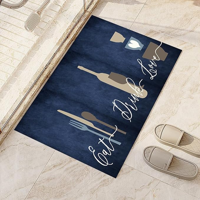 GUBIYU Dark Blue Area Rug - Dining Room, Kitchen, Farmhouse, Non-Slip Bathroom, Entryway - 23.6x35.4