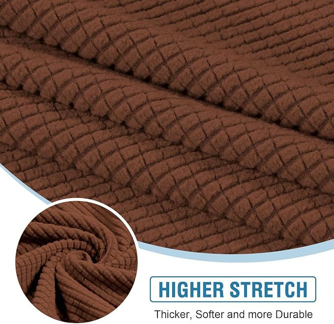 H.VERSAILTEX Sectional Couch Covers 3 Pieces Sofa Seat Cushion Covers L Shape Separate Cushion Couch Chaise Cover for Both Left/Right Sectional Couch (Seat Only: 1 Chaise + 2 Sofa, Caramel)
