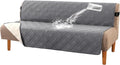 H.VERSAILTEX 100% Waterproof Futon Cover Reversible Futon Slipcover Armless Sofa Slipcover Furniture Protector Seat Width Up to 70" Washable with Adjustable Elastic Strap Anti-Slip, Grey/Beige