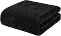 Superior Fleece Boho Jacquard Blanket, Decorative Blankets for Bedroom, Sofa, Fuzzy, Plush, Fluffy, Soft, Cute Room Decor, Beautiful Cover, Comfort Essentials, Arctic Collection, Throw, Black