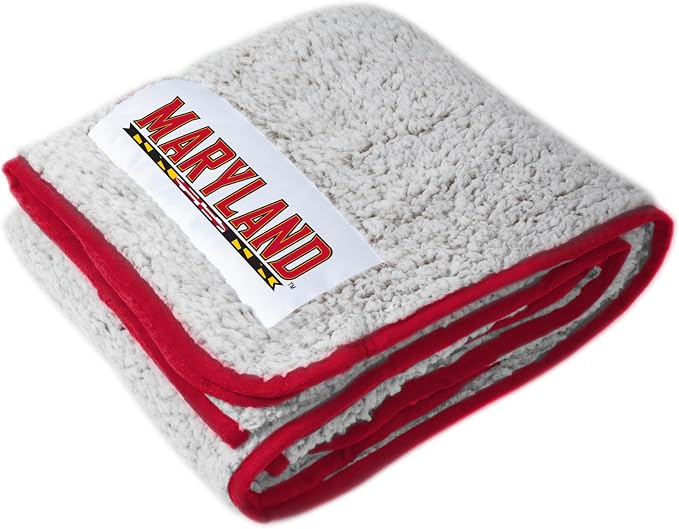 Logo Brands NCAA Frosty Fleece Blanket (50" x 60") – Soft & Warm Sherpa Material with Team Logo, Team Color Trim, Great Gift for Alumni & Students