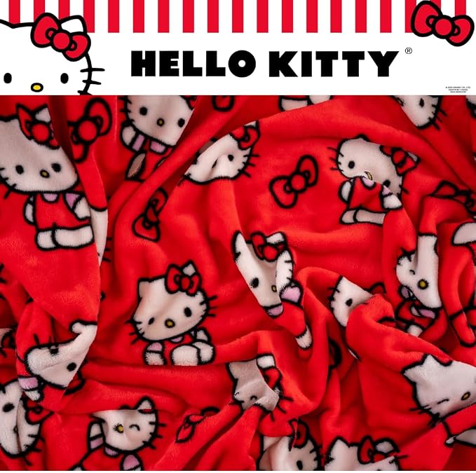 Hello Kitty Bedding Super Cozy Oversized Family Blanket, 120 in x 108 in, (Officially Licensed Product) by Franco Collectibles