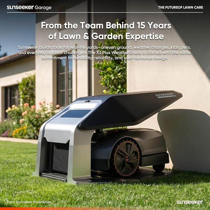 Sunseeker X3 Plus Robot Lawn Mower Garage, All-Weather Protective Cover, UV & Rain Shelter for Charging Station, Durable PP, Easy Tool-Free Setup, No Signal Interference