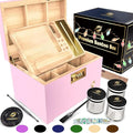 HOVANZO Premium Large Bamboo Storage Box with Organizer Tray - Storage Wood Box and Accessories - Decorative Box with Combination Lock - Large Wooden Container - Box Kit with Glass Jars
