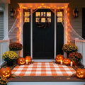 SEEKSEE Buffalo Plaid Outdoor Rug 3' x 5' Orange and White Front Door Mat, Layering Rug for Porch, Halloween Doormat, Front Porch Rug for Outdoor Entrance Entryway Patio Porch Decor