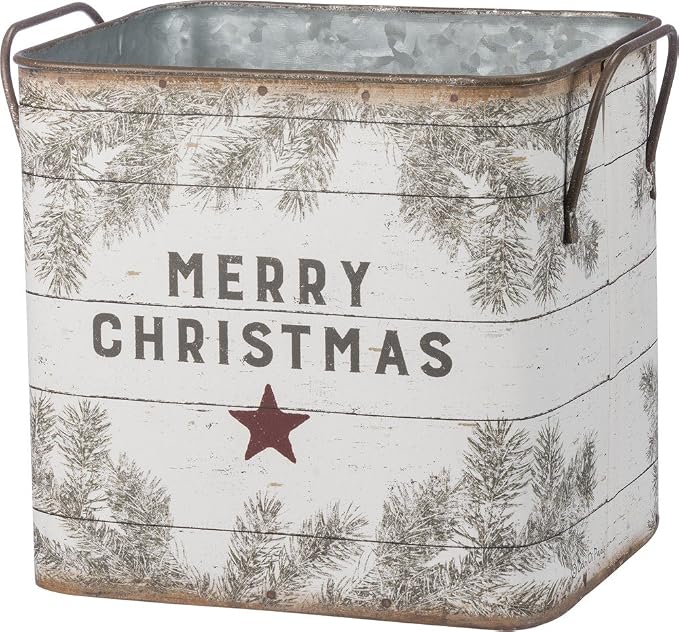 Primitives by Kathy 39896 Farmhouse Tin Buckets, Farm Fresh Christmas Trees