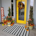 Black and White Striped Outdoor Rug 27.5"x43" Cotton Hand-Woven Reversible Foldable Washable Area Rug for Layered Door Mats Porch/Front Door, Entryway, Laundry Room, Farmhouse, Kitchen (27.5'' x 43'')