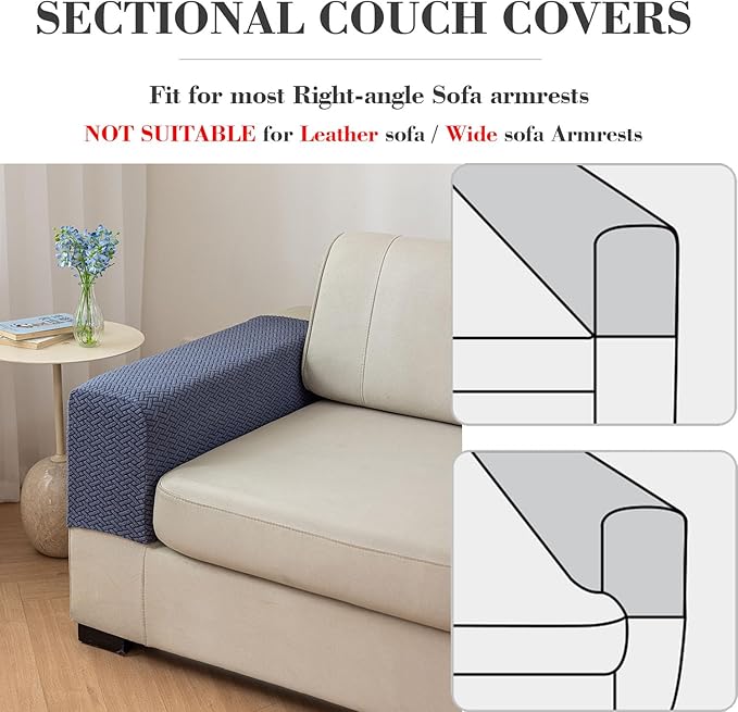 2Pcs Couch Arm Covers, Armrest Cover for Sofa, Sofa Arms Covers Washable Arms with Twist Pins Soft,Skin-Friendly for Pets (Texture Green, Armrest Cover)