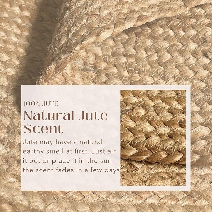 Chardin home Hand Woven Natural Jute Braided Rug – 2x7 Oval | Rustic Boho Farmhouse Style | Solid Natural Fiber Rug for Hallway, Entryway, Kitchen, Bedroom, Dining Room, Study, Office