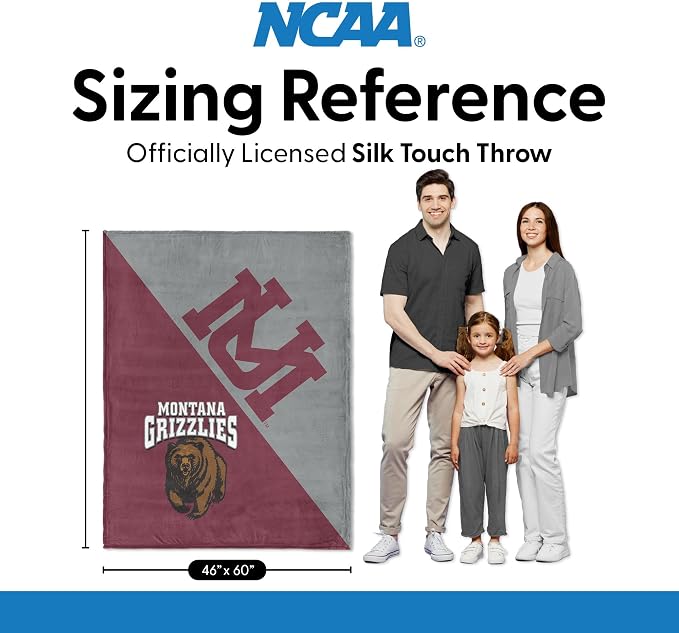 Northwest NCAA Silk Touch Throw Blanket, Ultra Soft Plush Polyester, Lightweight Warm Decorative Fan Gift, 46 x 60 in