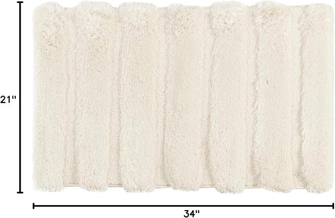 Madison Park Tufted Pearl Channel Absorbent Bathroom Rugs Non Slip Washable Bath Mat Shaggy Rugs For Bathroom Bedroom Plush Thick Soft Machine Wash Rubber Back Wheat 21x34" 1 piece