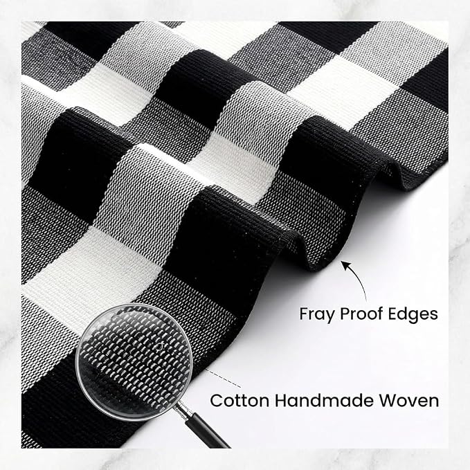 Buffalo Plaid Rug 4' x 6', Black and White Washable Farmhouse Checkered Rug, Non-Slip Indoor Outdoor Floor Mat for Living Room, Bedroom, Entryway, Kitchen, Laundry Room, Patio, Porch
