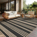 COZYLOOM Striped Easy Jute Rug 4x6 Washable Area Rug for Living Room, Modern Backyard Rugs with Non Slip Backing, Non Shedding Low Pile Neutral Floor Cover for RV, Patio, Bedroom, Black/White
