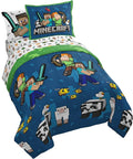 Jay Franco Minecraft Full Comforter Set - 7 Piece Bedding Includes Sheet Set & Pillow Covers - Super Soft Kids Bedding Creeper & Zombie