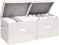 StorageWorks Fabric Storage Bins with Lid, Decorative Storage Boxes for Shelves, Stackable Closet Organizer Basket with Handles, Large, Mixing of Beige, White & Ivory, 2-Pack | Flip-Top Lid, 3 Handles, Collapsible, Stackable, for Clothes Blankets, Mult...