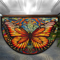 cfpolar Half Round Door Mat Semi Circle Non-Slip Bathroom Floor Rug, Beautiful Butterfly Outdoor Welcome Entrance Way Mat Indoor Absorbent Kitchen Mat for Bedroom,Patio,Garage,Home 36" x 24"