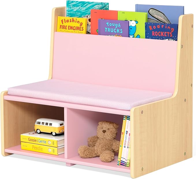 Delta Children - GapKids Reading Nook with Padded Bench - Greenguard Gold Certified, Blush Pink