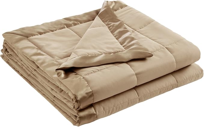 Madison Park Down Alternative King Size Blanket for Bed, Satin Trim, Brown | Lightweight Windom Blanket Premium 3M Scotchgard Moisture Wicking Treatment, OEKO TEX, Soft Bed Cover, All Season