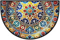 Art Mandala Half Round Door Mat Non Slip Half Circle Rugs | Ethnic Colorful Washable Half Moon Rug Semi Circle Rugs Indoor Entrance Floor Carpet for Kithen Bedroom Fireplace Decor