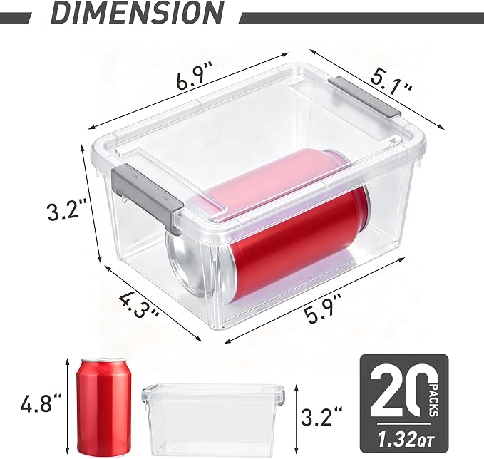 Citylife 20Packs 1.3Qt Small Storage Bins with Lids,Stackable Clear | Plastic Containers for Beads, Buttons, Sewing Supplies, Office Supplies