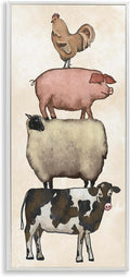 Vintage Farm Animals Country Stack, 10 x 24 Inch Framed Giclée Print | Stupell Industries · By Leah Noel Art · Ready to hang · Fits living room or family room · Made in USA