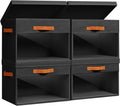 Homsorout Large Storage Bins with Lids - 4 Pack Foldable Decorative Organizers with Clear Windows & Handles, Cube Storage Organizers for Clothes, Blankets, Sweaters, Sheets, Black