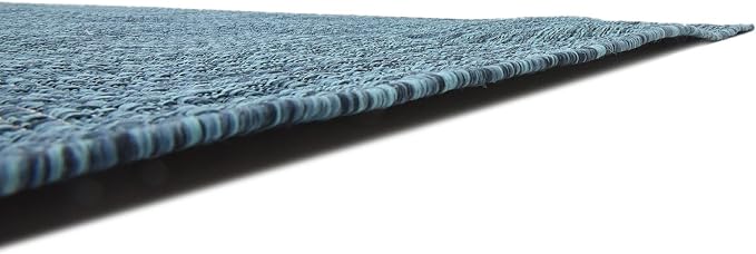 Unique Loom Collection Casual Transitional Solid Heathered Indoor/Outdoor Flatweave Area Rug (9' x 12' Rectangle, Teal/Navy Blue)