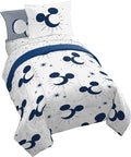 Disney Mickey Mouse Twin Comforter Set 5 Piece Celestial Bedding, White | Bed in a Bag, Comforter Sheets Sham Pillowcase, Official Product, Soft Microfiber, Machine Washable, Easy Care
