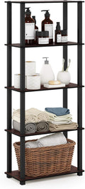 Furinno Turn-N-Tube 5-Tier Multipurpose Shelf / Display Rack / Storage Shelf / Bookshelf, Square Tubes, Dark Cherry/Black
