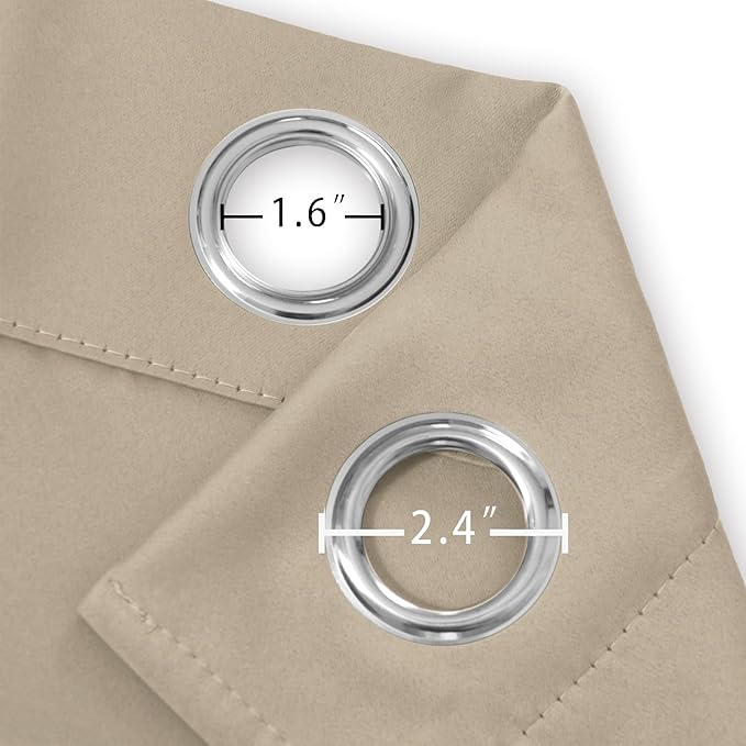 LEMOMO Khaki Thermal Blackout Curtains/52 x 45 Inch/Set of 2 Panels Room Darkening Curtains