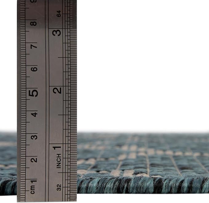 Unique Loom Outdoor Trellis Collection Area Rug (10' x 14' 1" Rectangle, Teal/ Gray)