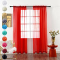 youleyar Solid Sheer Rod Pocket Curtain Voile Draperies 2 Panels White Beige Black Red Coffee 70 Inch Width 72 Inch Long 1 Pair for Kitchen Bedroom Children Living Room Yard(Red,70Wｘ72L)