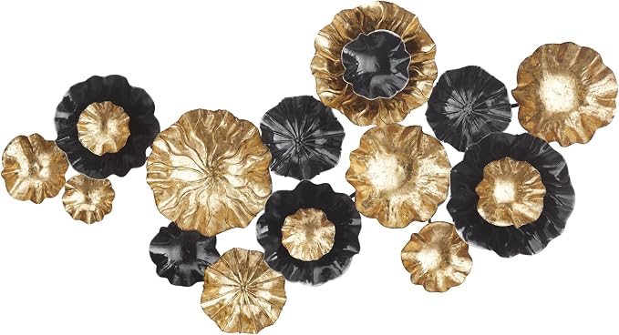 CosmoLiving by Cosmopolitan Metal Plate Home Wall Decor Wall Sculpture with Textured Pattern, Wall Art 63" x 4" x 35", Gold